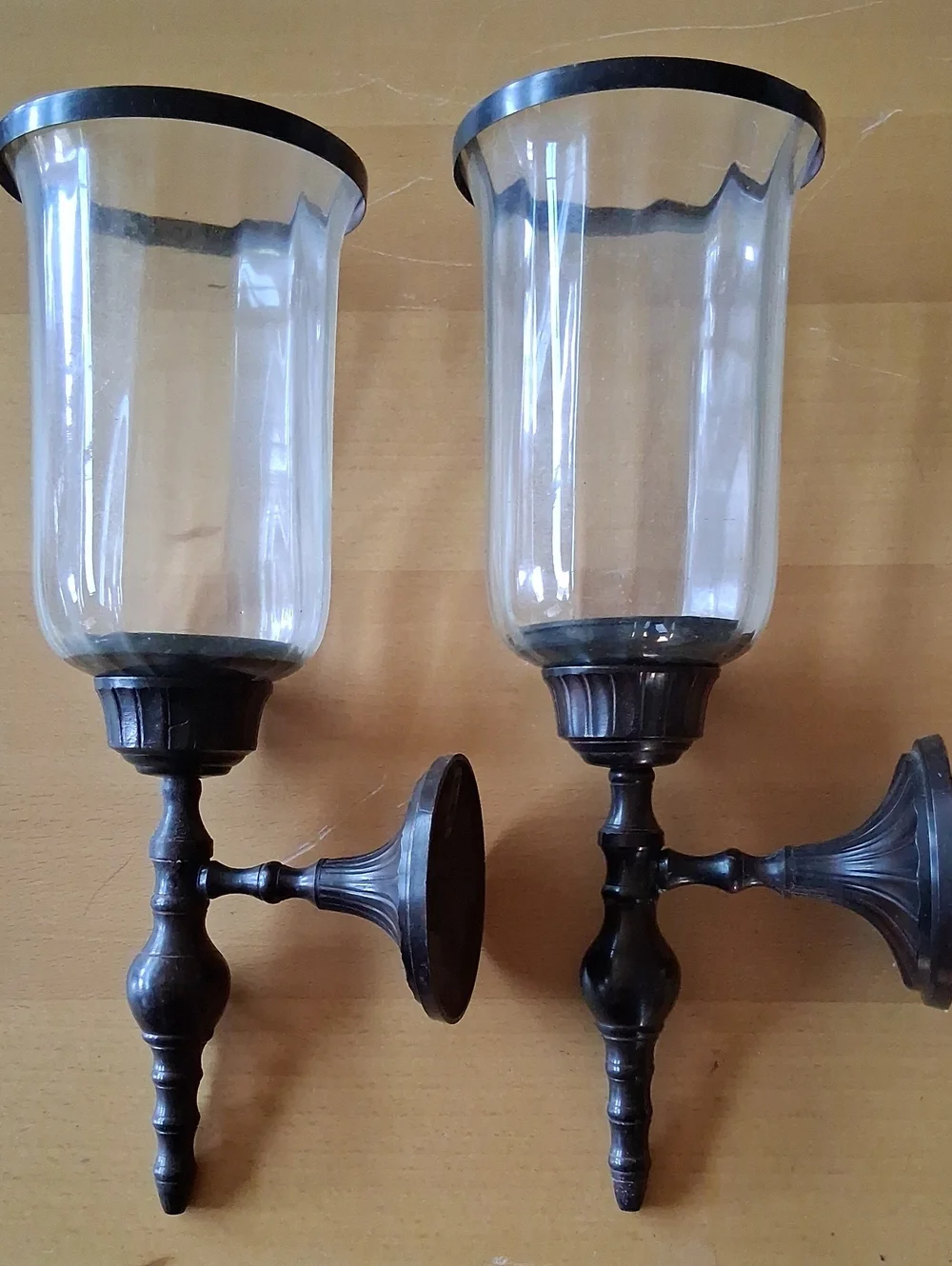 Bronze-Tone Wall Sconce Pair with Clear Glass Shades - Home Accents